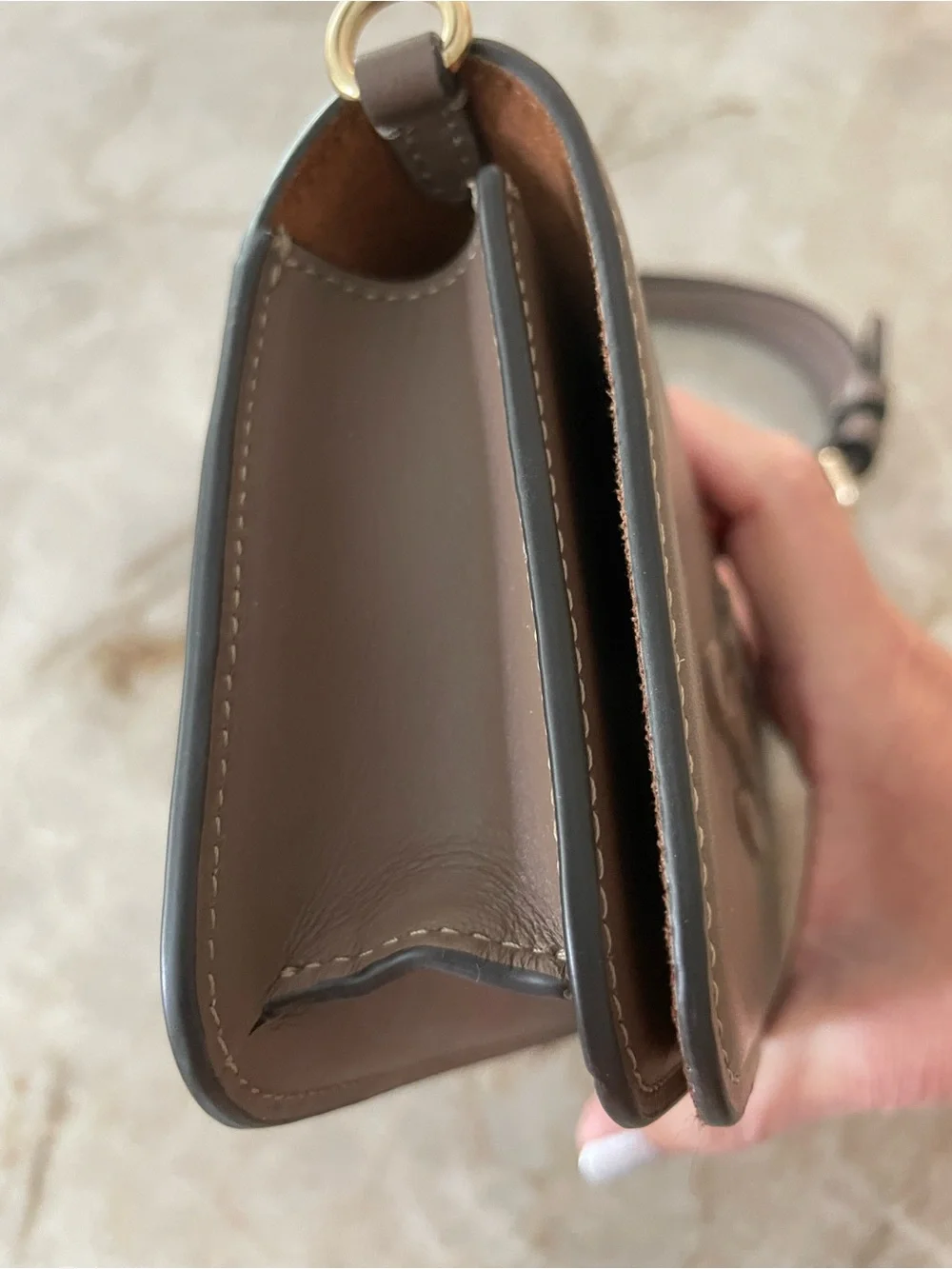 Coach Toni Taupe Leather Logo Crossbody